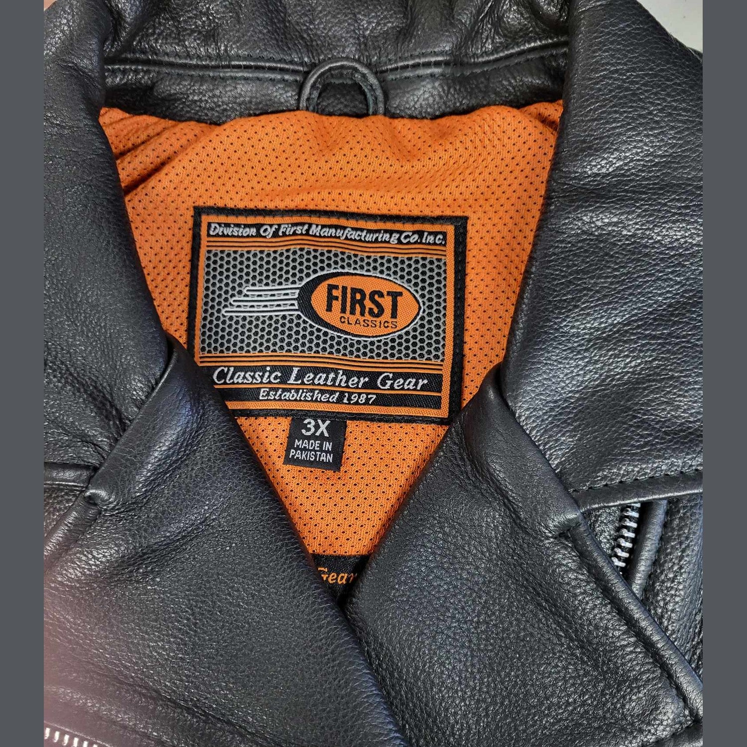 FMC Ladies Sexy Goddess Leather Vest-closeup inside tag 3XL