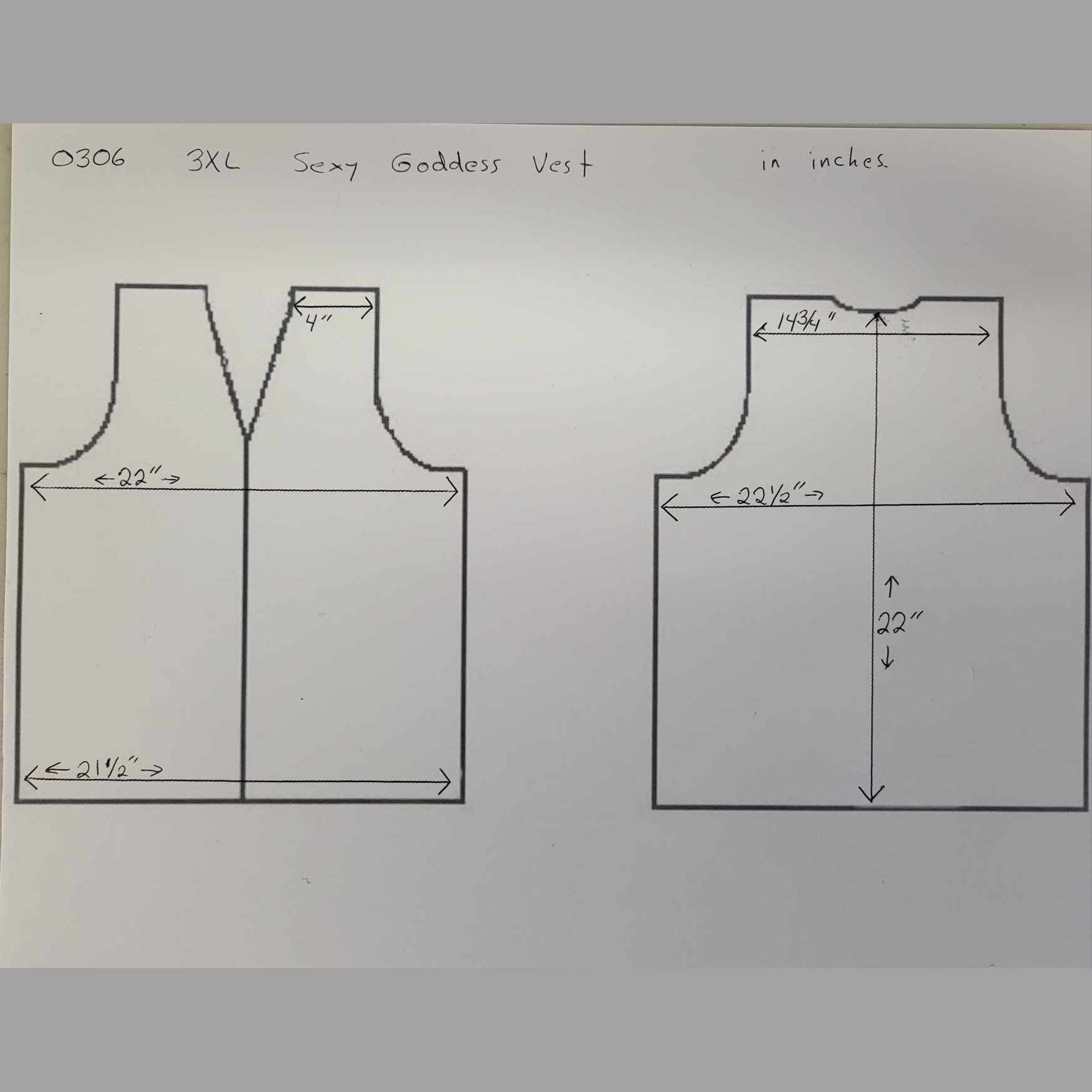 FMC Ladies Sexy Goddess Leather Vest-size chart 3XL