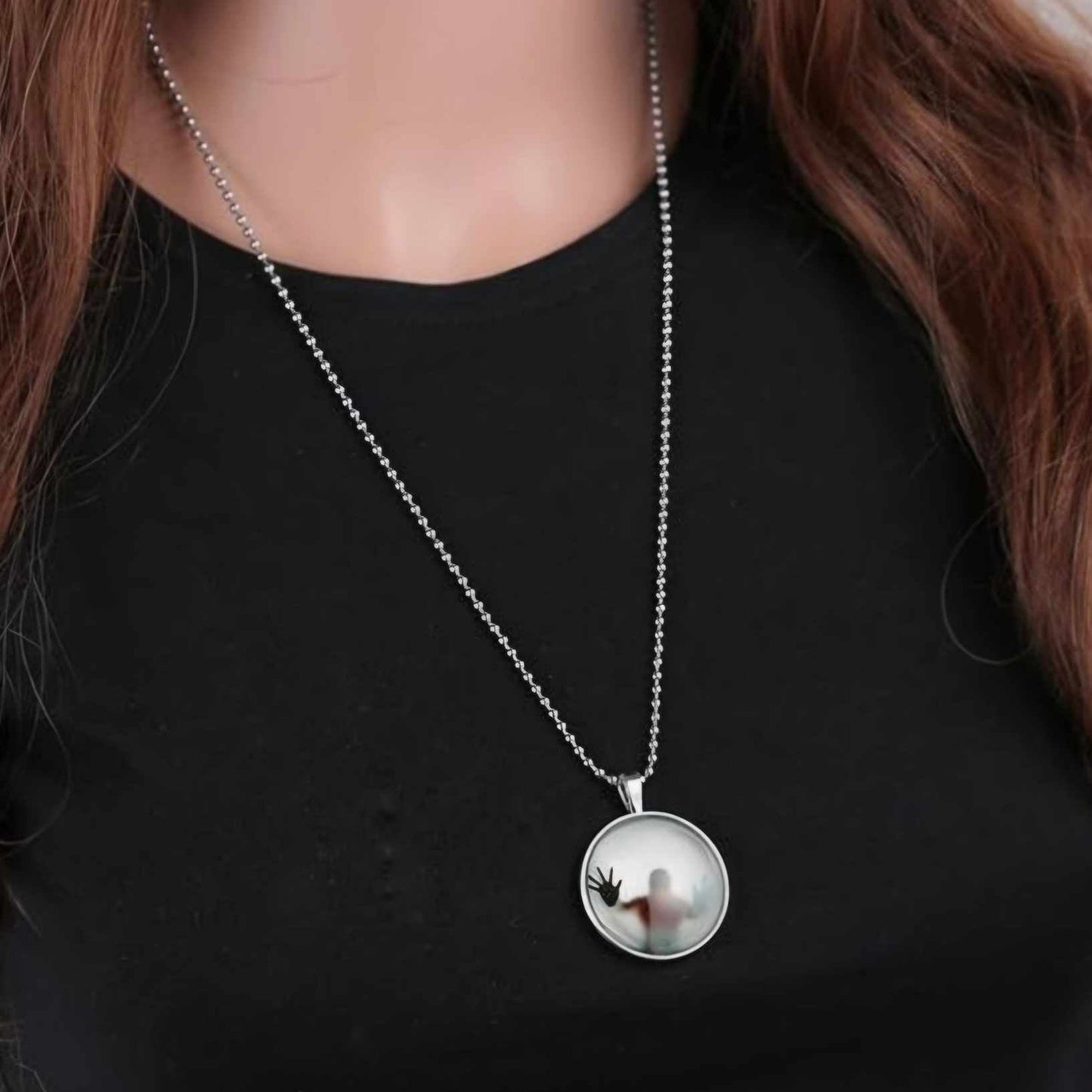 Hyde Creek Finery Glow-in-the-dark Floating Phantom Glass Cabochon Necklace-daytime