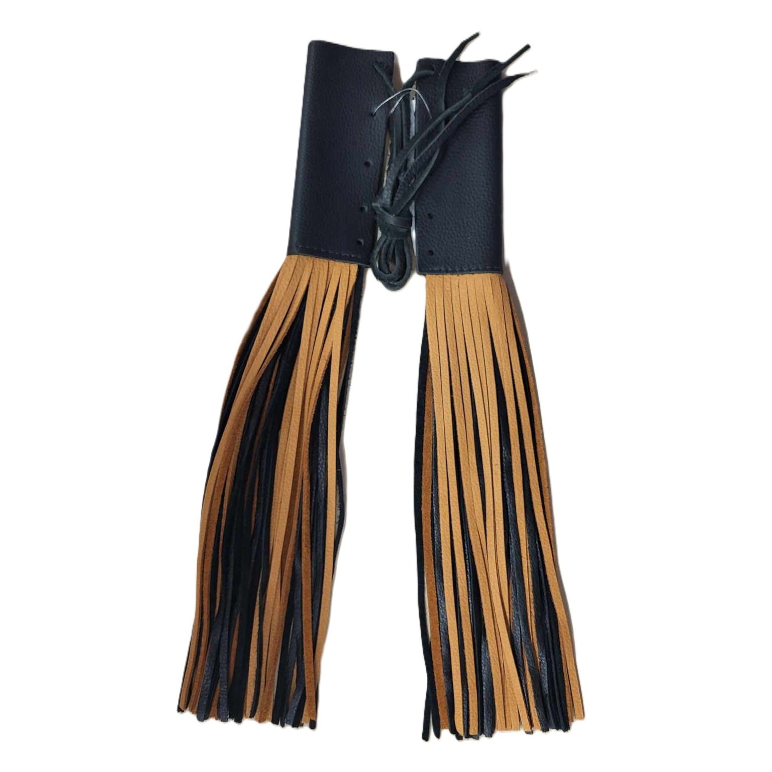 Talisman Genuine Leather Motorcycle Handlebar Grip Tassels-Tan