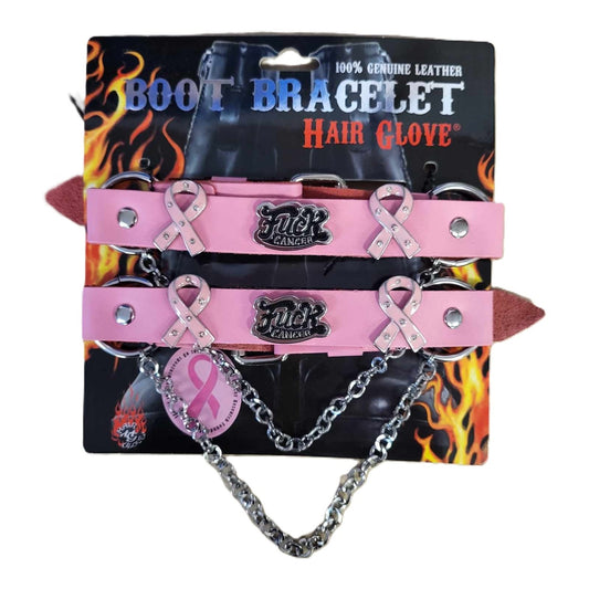 Hair Glove Pink F**K CANCER w/Gems Boot Bracelets