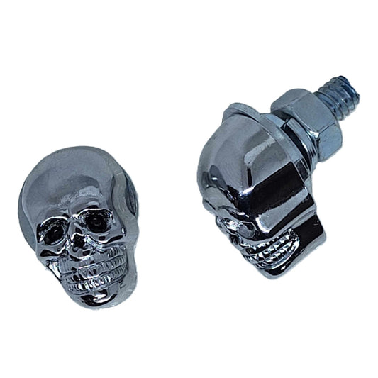 License Plate Fasteners - Chrome Skulls