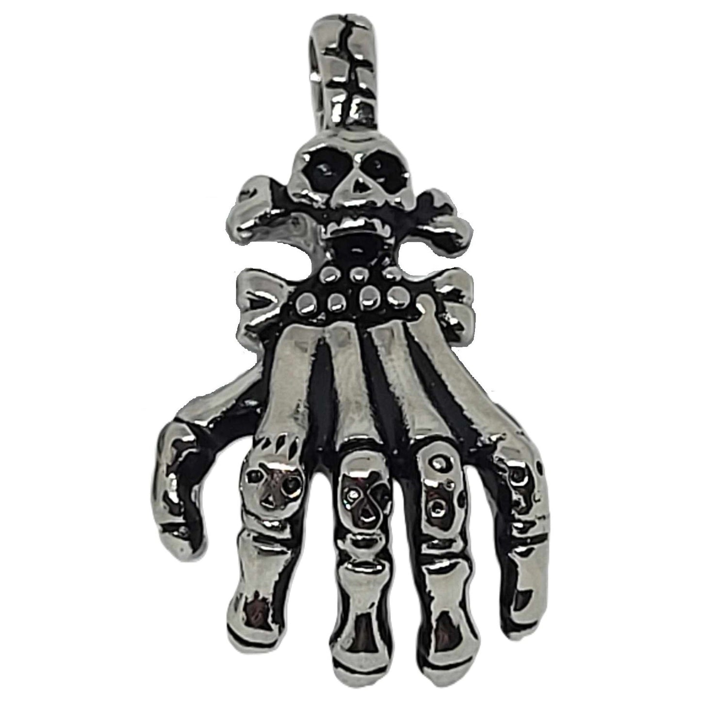 Skeleton hand with skull knuckles pendant