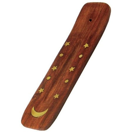 Wild Berry Wooden Boat-inlay Incense Burner for Shortie Sticks 6"