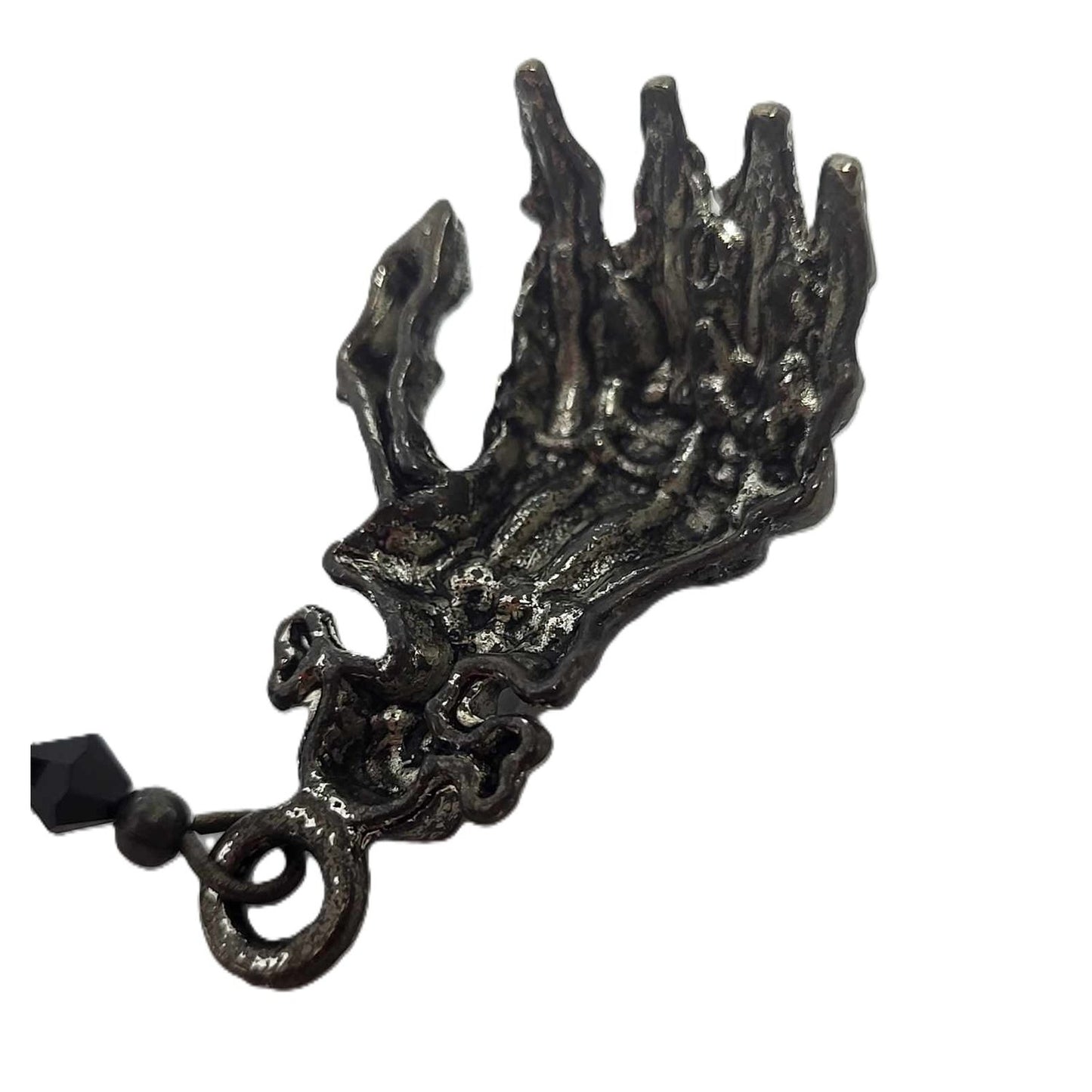 Hyde Creek Finery Skeleton Hand w/Crystals Pendant/Zipper Pull closeup of palm
