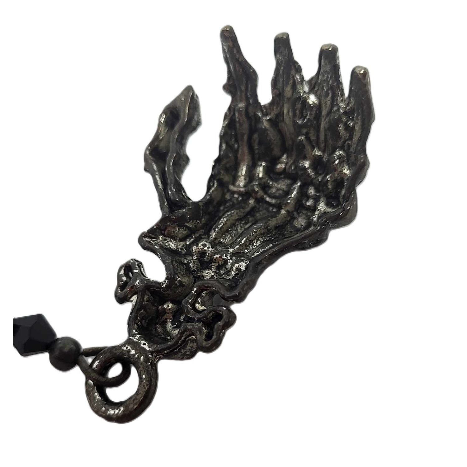 Hyde Creek Finery Skeleton Hand w/Crystals Pendant/Zipper Pull closeup of palm
