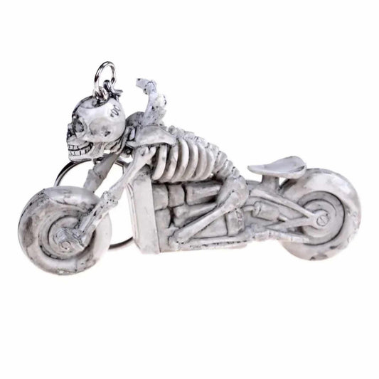 Hyde Creek Finery Skeleton on Motorcycle Key Chain-Rubber