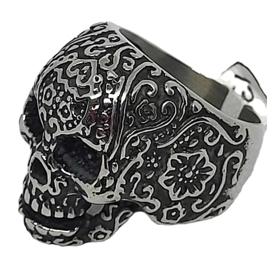 Helaku Outpost Co. Stainless Steel Sugar Skull Ring size 13.5