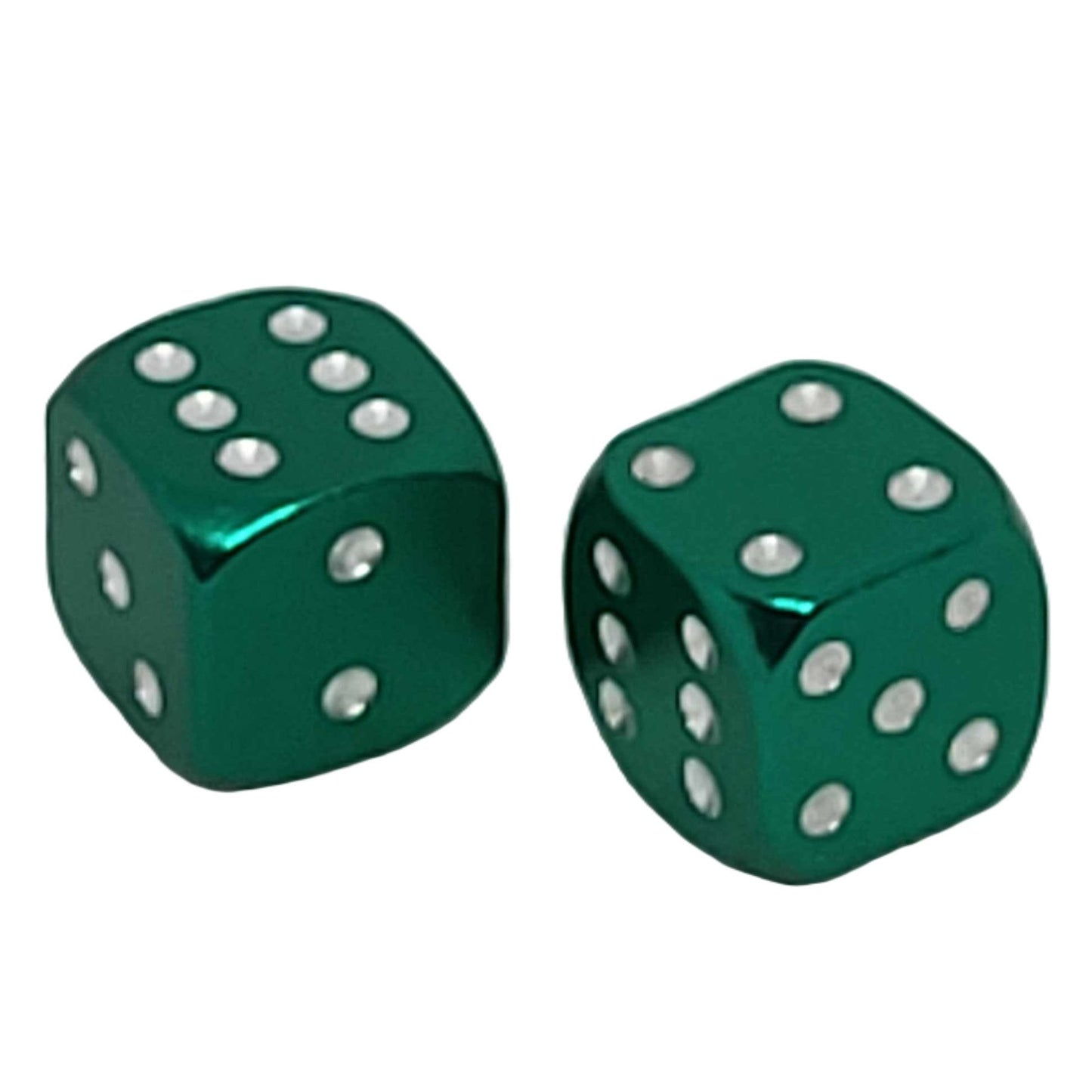 Motorcycle Tire Valve Caps x 2-Green Dice