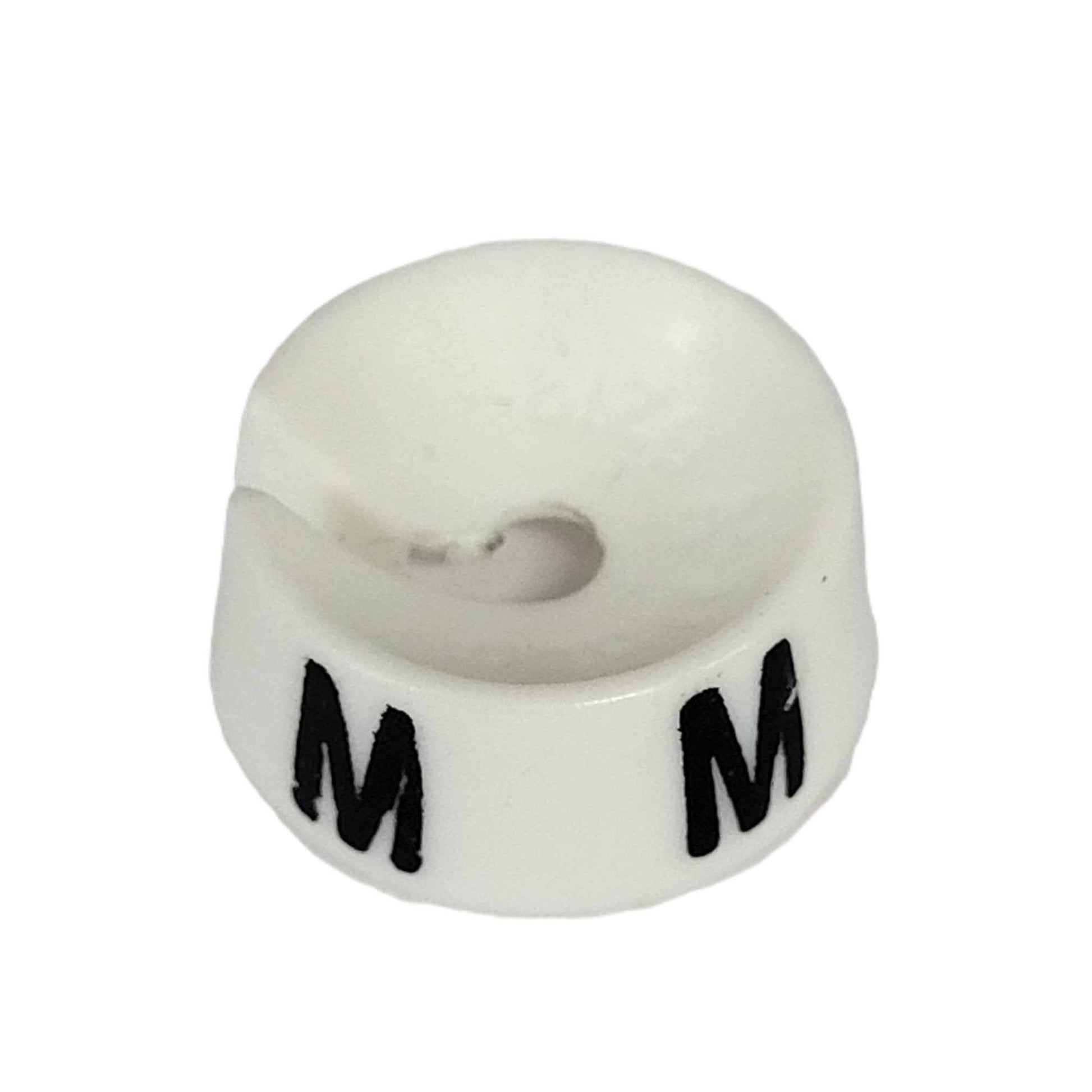 closeup of hanger size marker M