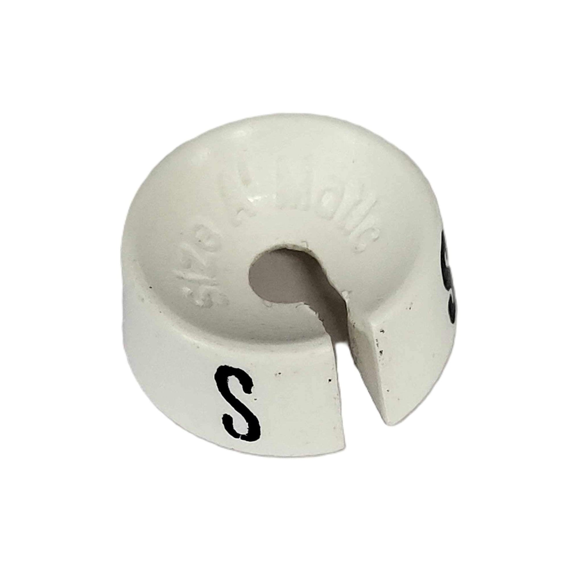 closeup of hanger size marker S
